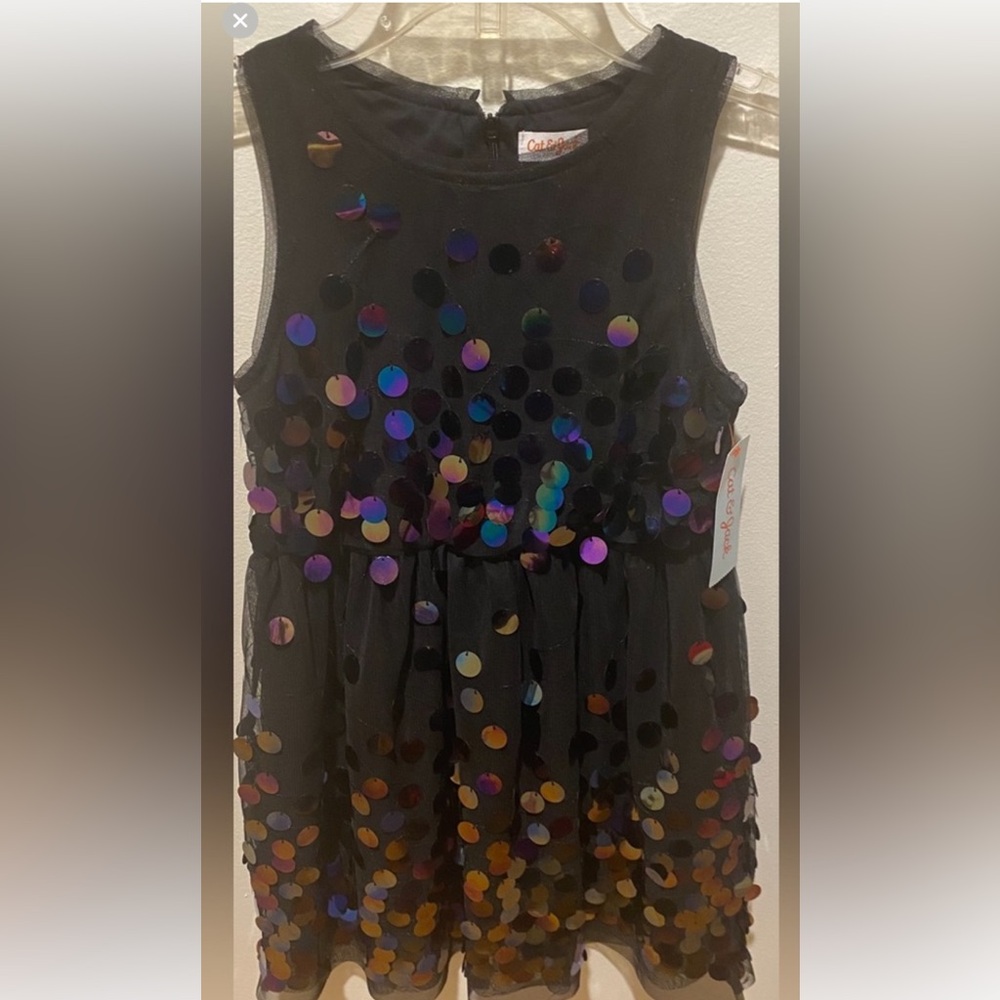 Cat & Jack Girls Round Circles Sequin Dress. Size M (7-8) NWT.